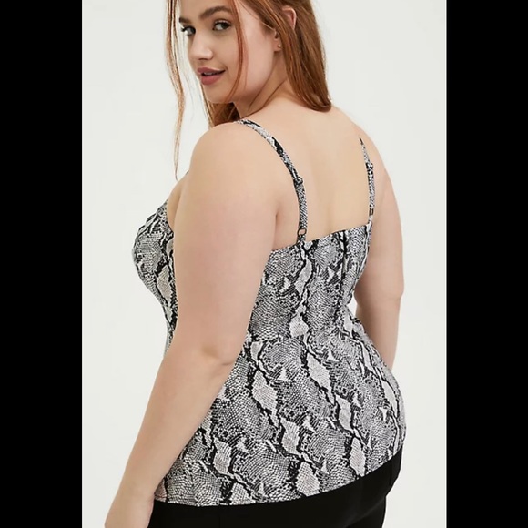 GREY SNAKESKIN PRINT BENGALINE PEPLUM CAMI - Picture 2 of 7